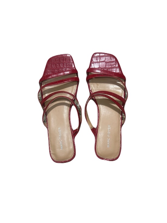 Marc Fisher Shoes - Marc Fisher Red Croc-Embossed Strappy Mules